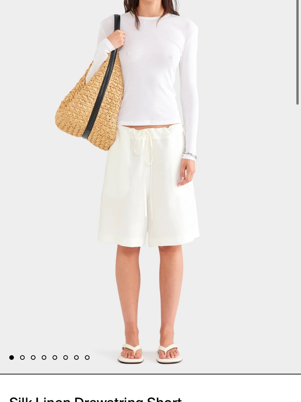 Venroy White Silk-Linen Drawstring Bermuda Shorts
